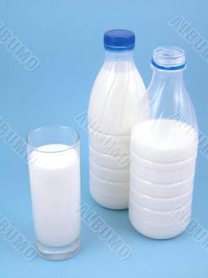 milk on blue background