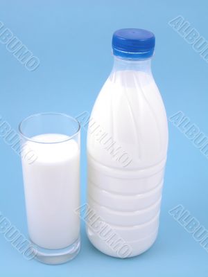milk on blue background