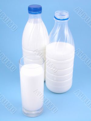 milk on blue background