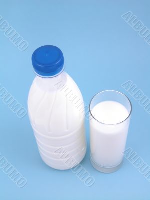 milk on blue background