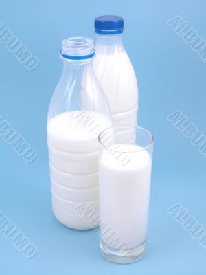 milk on blue background