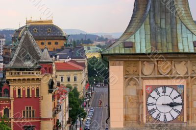 Prague Rooftops and Clock Tower