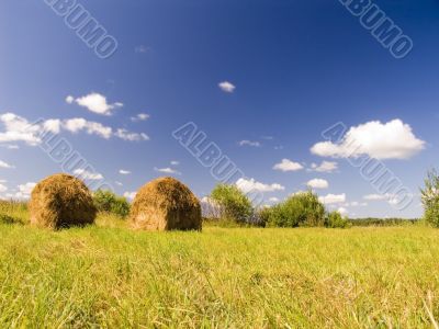 Landscape with haystacks