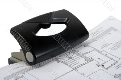 Office puncher close up on a white background