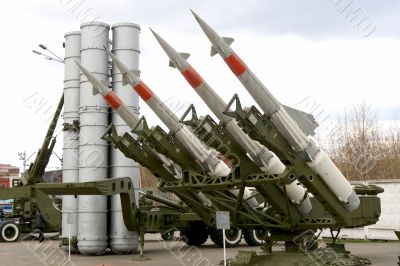 Old rocket installation in a museum of arms