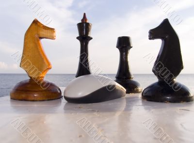 Combination from chessmen and the computer mouse