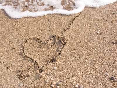 Heart on sand
