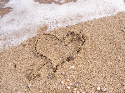 Heart on sand