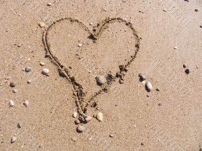 Heart on sand