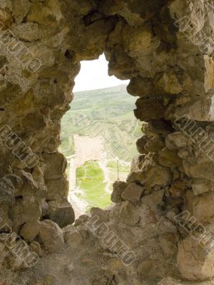 Window in an old stone fortress