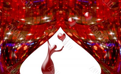 Red abstract curtains