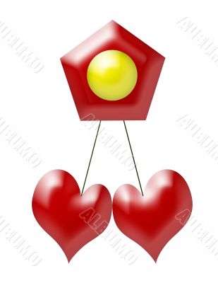 Decorative ornament with two hearts