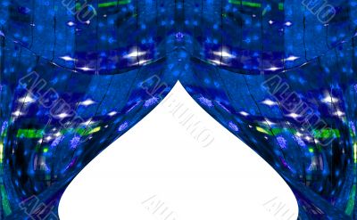 Dark blue abstract curtains at a window