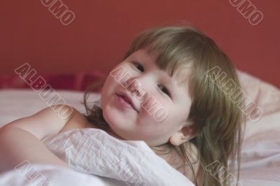 little girl is waking up