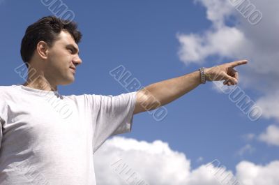 man on blue sky
