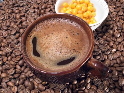 Cup coffee and berry