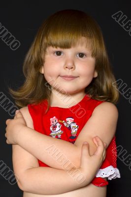 Smiling little girl in red
