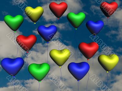 Balloons in the form of heart. the 3D image.