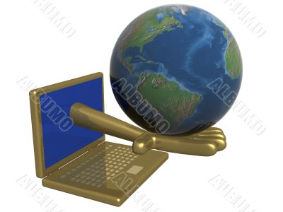 The world in a computer. 3d image.