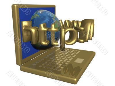 The world in a computer. 3d image.