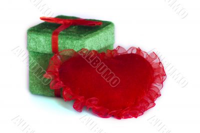 Velvet heart with present