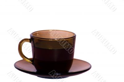 Brown cup of tea isolated