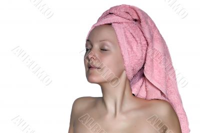 Girl in the towel isolated
