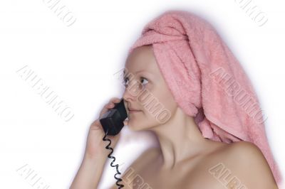 Girl in SPA on the phone