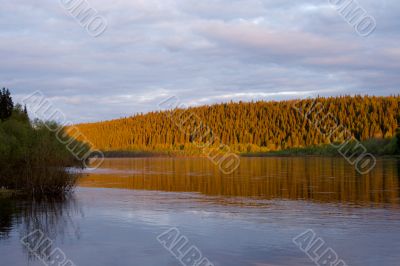 Evening decline on the river