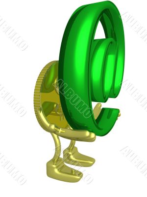 Gold dollar holding symbol . 3D image.