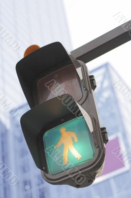 Traffic light in a city