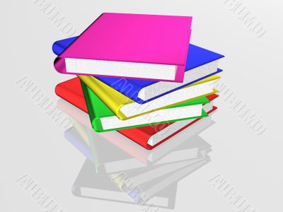 The books combined in a pile. 3D image.