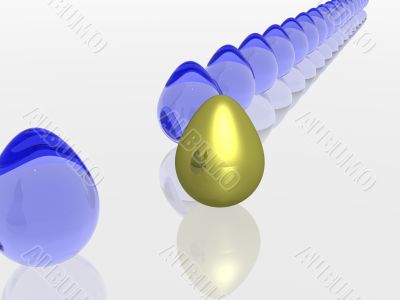 The gold egg among of some glass