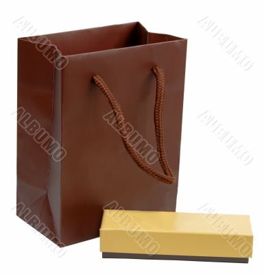 Brown bag and box