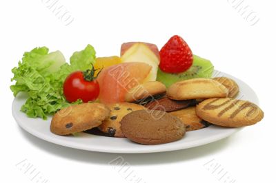 Fruits and biscuits