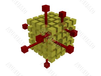 red block coming out of many golden blacks