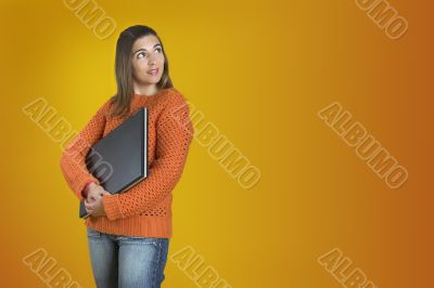 Student woman with a laptop