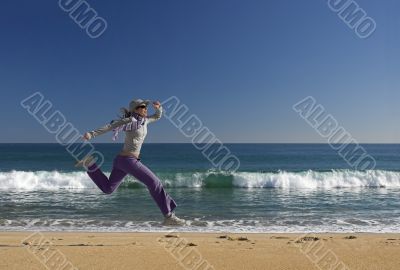Jumping on the beach