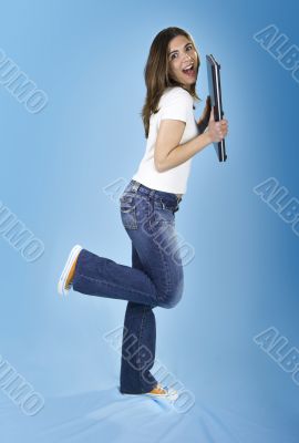 Student woman with a laptop