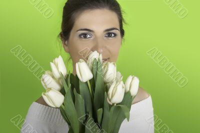 Woman with Tulips