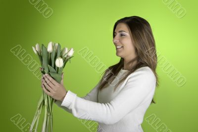 Woman with Tulips