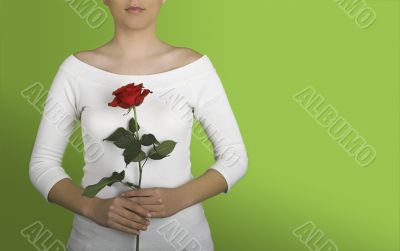 Woman with a red rose