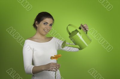 Watering a flower
