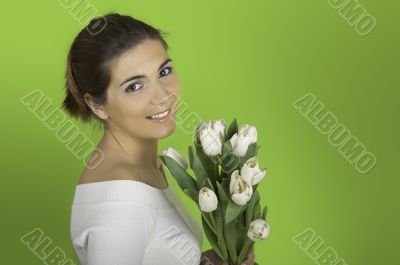 Woman with Tulips