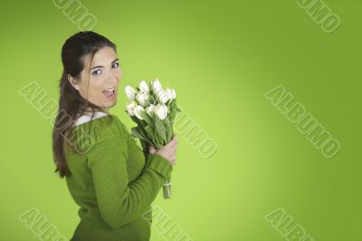 Woman with Tulips