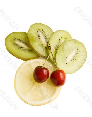 kiwi  lemon cherry slice