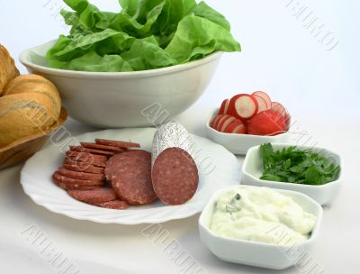 Colourful sandwich ingredients