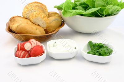 Preparing to make sandwich