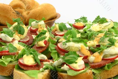 Close up at fresh sandwiches