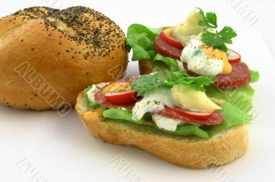 Close up at real fresh sandwiches